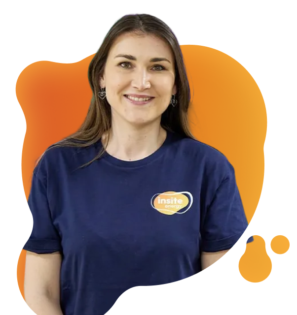 Insite's Head of Customer Service wearing an Insite branded shirt smiling at the camera.