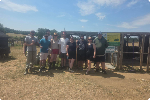 9 Insite employees from the Customer Service and Complaints teams are stood at Sacrewell Farm.